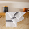 Caterers Choice Honeycomb Weave Kitchen Towel Set White with Grey Stripe 2 Pack