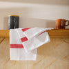 Caterers Choice Honeycomb Weave Kitchen Towel Set White with Red Stripe 2 Pack