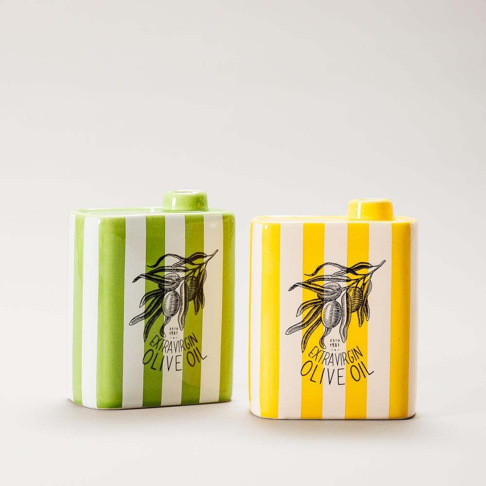 Ceramic Vase Striped Yellow-Vases