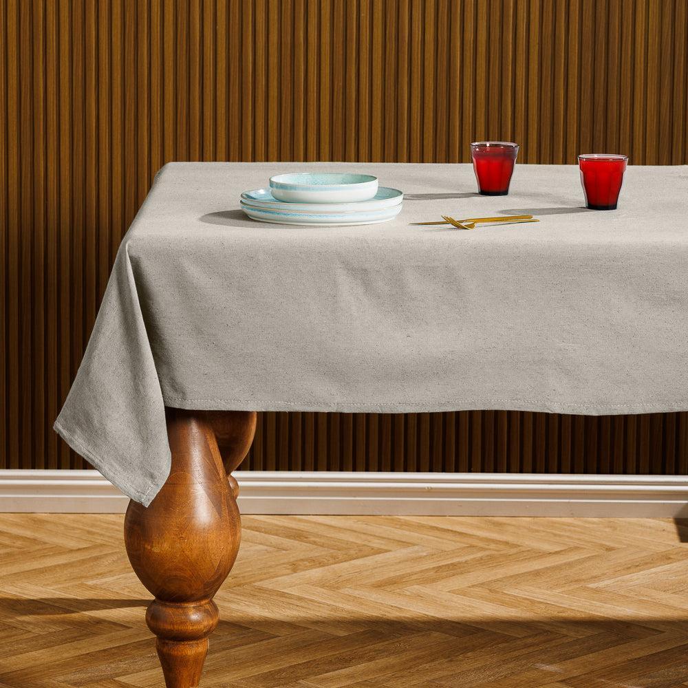 Chambray Cotton Tablecloth Beige-Tablecloths