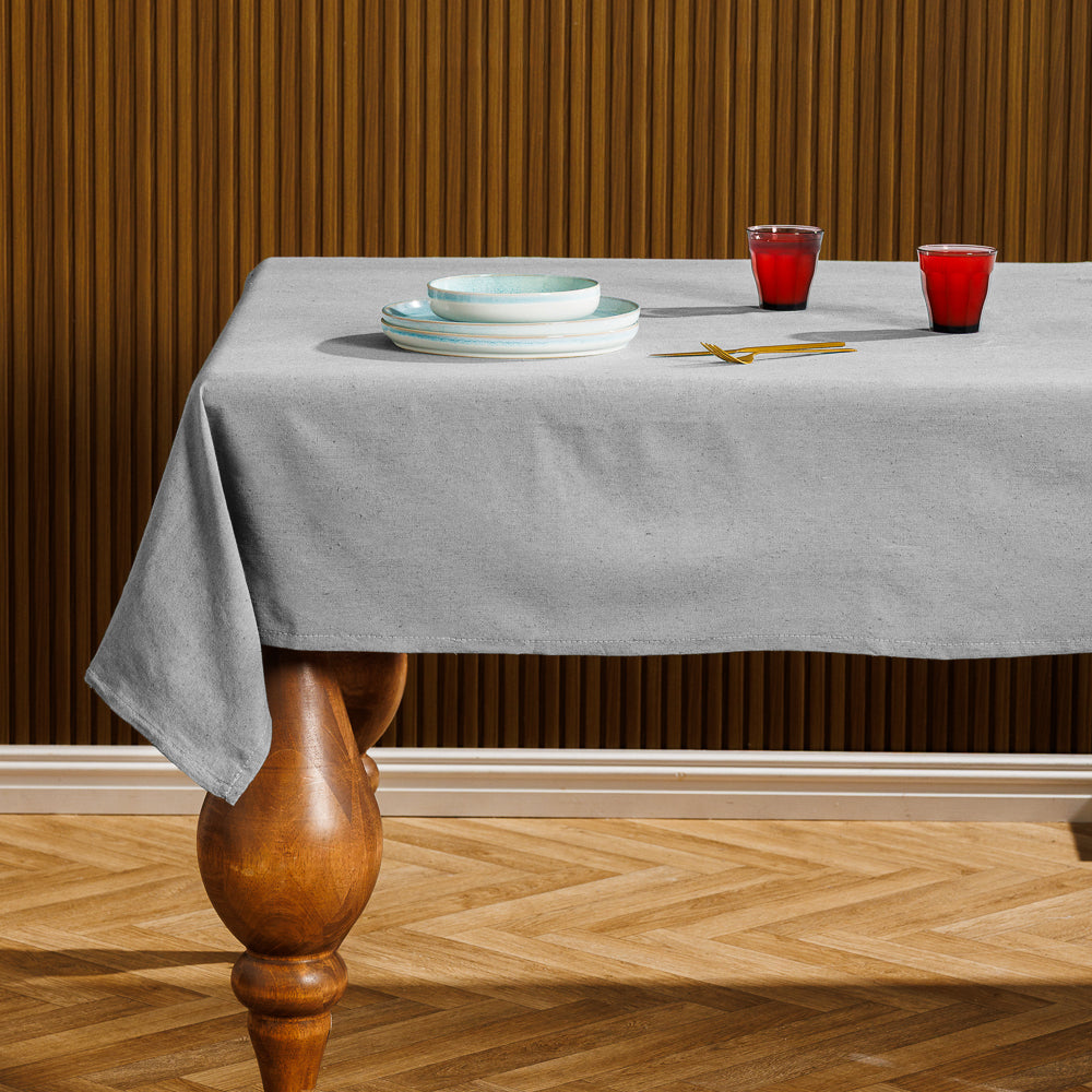 Chambray Cotton Tablecloth Light Grey-Tablecloths