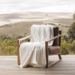 Checked Faux Fur Rabbit Blanket Winter White