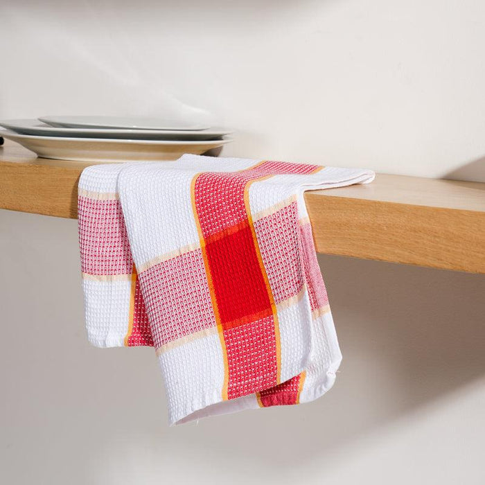 Checks Deluxe Dishcloth - Red Pair-DISHCLOTH