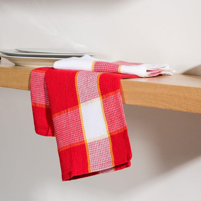 Checks Deluxe Dishcloth - Red Pair-DISHCLOTH