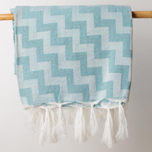 Chevron Jacquard Throw - Duck Egg-Throw