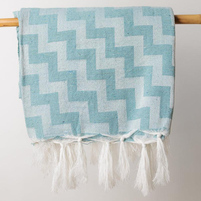 Chevron Jacquard Throw - Duck Egg-Throw