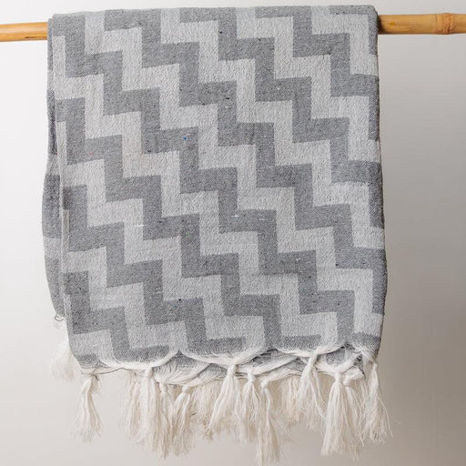 Chevron Jacquard Throw - Grey-Throw