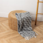 Chevron Jacquard Throw Grey