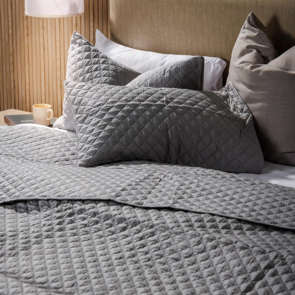 Clay Whisper Soft Premium Cotton Quilt Mid Grey-Quilts & Comforters