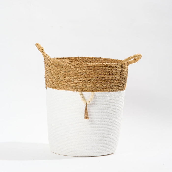 Conical Bullrush/Paper Basket -White-Basket