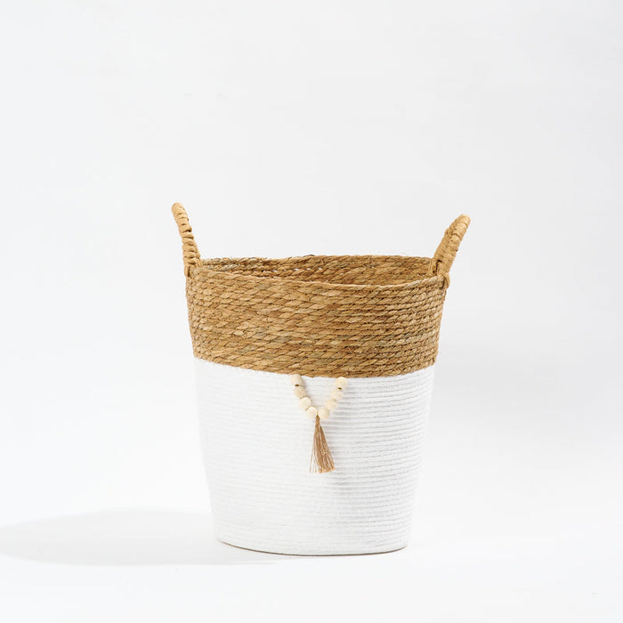 Conical Bullrush/Paper Basket -White-Basket