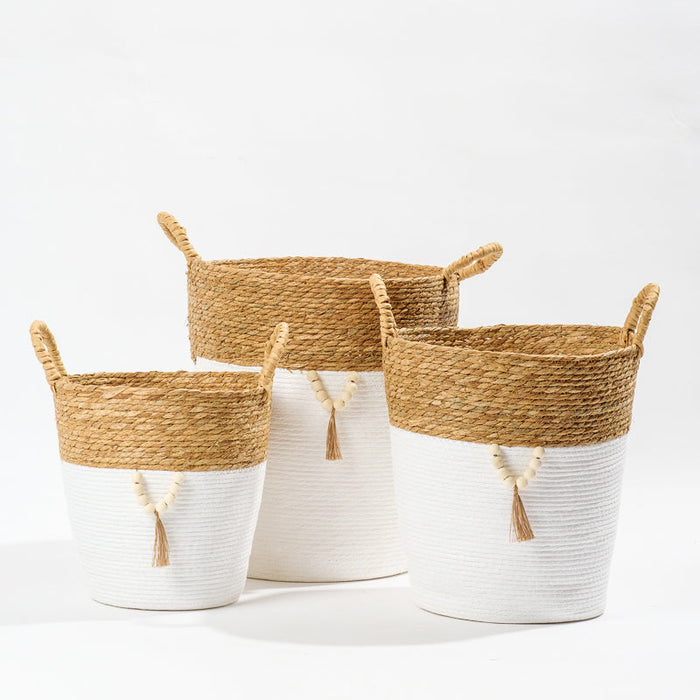 Conical Bullrush/Paper Basket -White-Basket