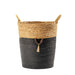 Conical Bulrush & Paper Basket - Black-Basket