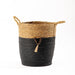 Conical Bulrush & Paper Basket - Black-Basket