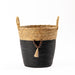 Conical Bulrush & Paper Basket - Black-Basket