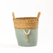 Conical Bulrush & Paper Basket - Moss-Basket