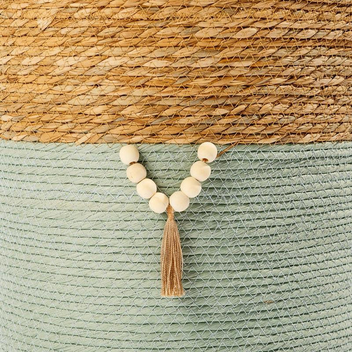 Conical Bulrush & Paper Basket - Moss-Basket