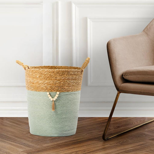Conical Bulrush & Paper Basket - Moss-Basket