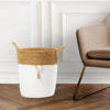 Conical Bulrush and Paper Basket White