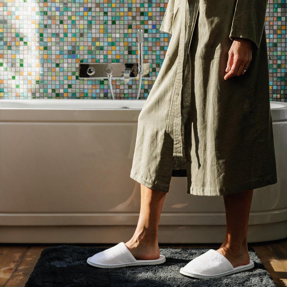 Coral Fleece Hotel Slippers Closed-toe White-Guest Amenities