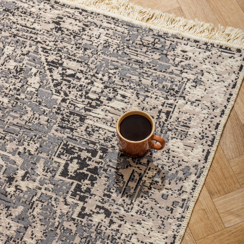 Corfu Mediterranean Collection Jacquard Polycotton Carpet Sage-Carpets/Rugs