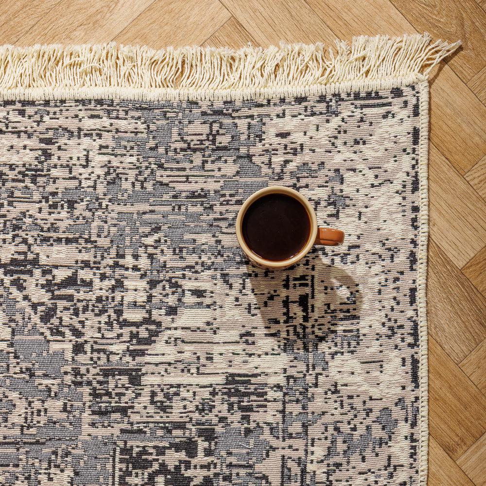 Corfu Mediterranean Collection Jacquard Polycotton Carpet Sage-Carpets/Rugs