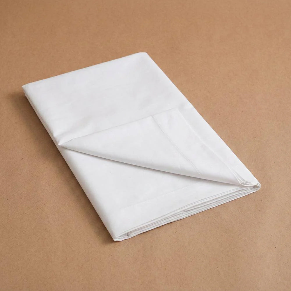 Cotton Bay 350 Thread Count Polycotton Twill Flat Sheet White-Flat Sheets
