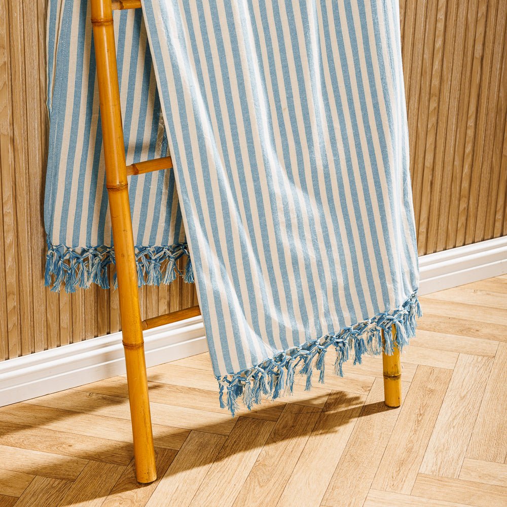 Cotton Bay Bengal Stripe 100% Cotton Cover Throw Turquoise-Throws