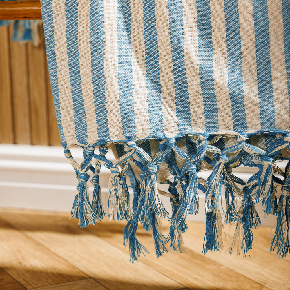 Cotton Bay Bengal Stripe 100% Cotton Cover Throw Turquoise-Throws