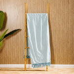 Cotton Bay Bengal Stripe 100% Cotton Cover Throw Turquoise