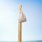 Cotton Bay Cuba Stripe Fouta Bag Grey and Charcoal