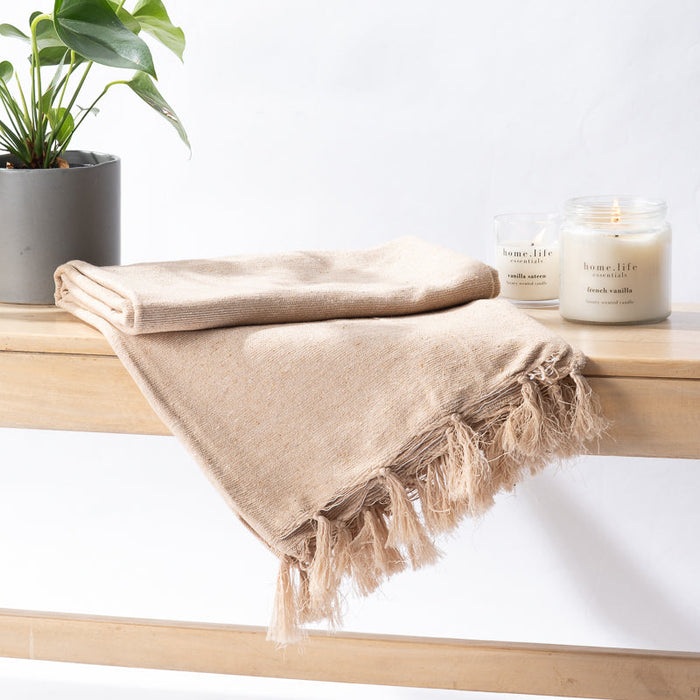 Cotton Bay Desert Sand Throw - Beige-Throw