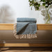 Cotton Bay Fringe Throw Herringbone - Teal