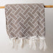 Geometric Lined Jacquard Throw - Beige-Throw