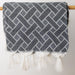 Geometric Lined Jacquard Throw - Black-Throw