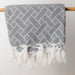 Geometric Lined Jacquard Throw - Grey-Throw