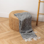 Cotton Bay Geometric Lined Jacquard Throw Grey