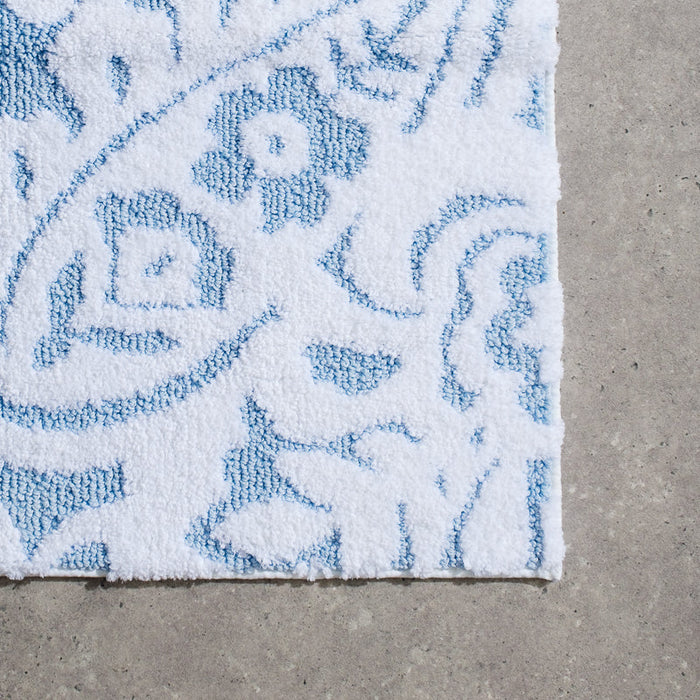 Cotton Bay Jacquard Anti-Slip Bath Mat - Blue-Bath Mat