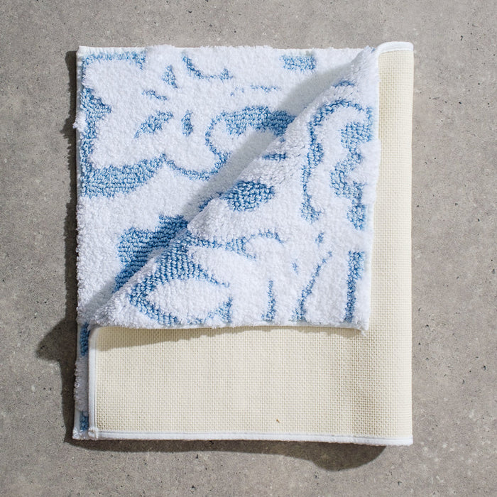 Cotton Bay Jacquard Anti-Slip Bath Mat - Blue-Bath Mat