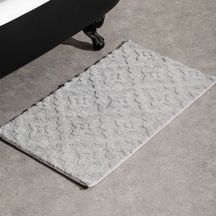 Cotton Bay Jacquard Anti-Slip Bath Mat - Dark Grey-Bath Mat