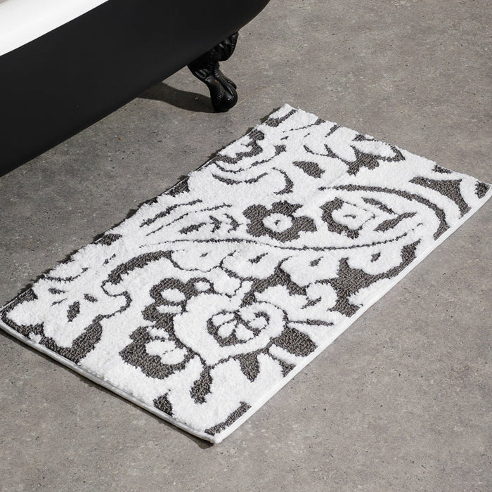 Cotton Bay Jacquard Anti-Slip Bath Mat - Graphite-Bath Mat