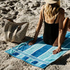 Cotton Bay Laguna Stripe Velour Beach Towel Sky and Royal Blue