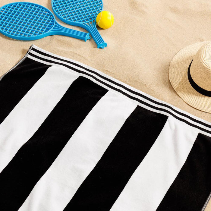 Cotton Bay Miami Cabana Beach Towel Black-Beach Towels