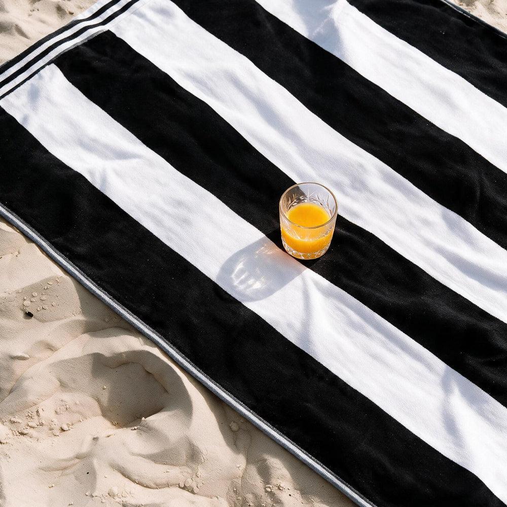 Cotton Bay Miami Cabana Beach Towel Black-Beach Towels