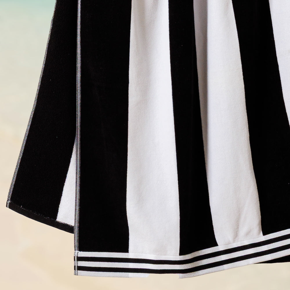 Cotton Bay Miami Cabana Beach Towel Black-Beach Towels