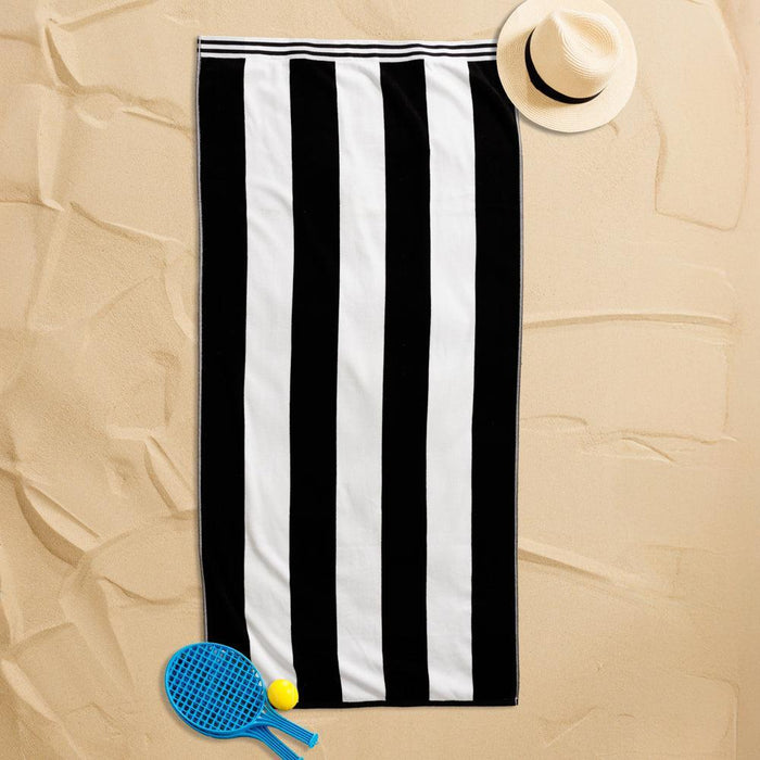Cotton Bay Miami Cabana Beach Towel Black-Beach Towels