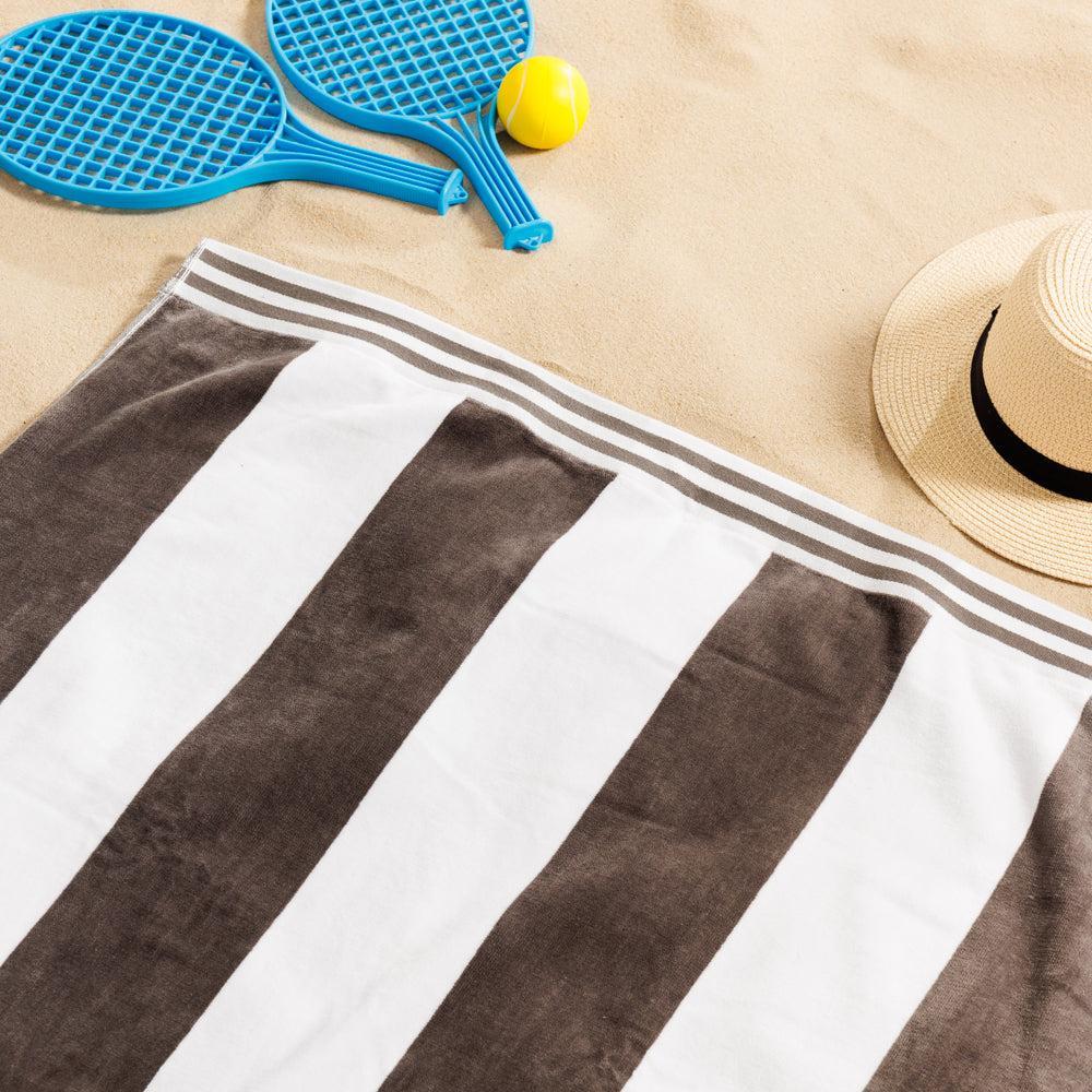 Cotton Bay Miami Cabana Beach Towel Charcoal-Beach Towels