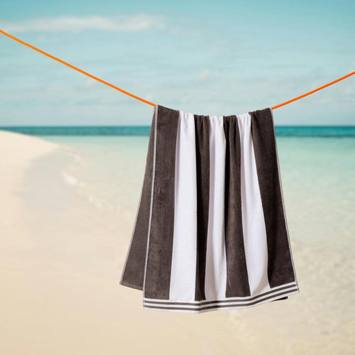 Cotton Bay Miami Cabana Beach Towel Charcoal-Beach Towels