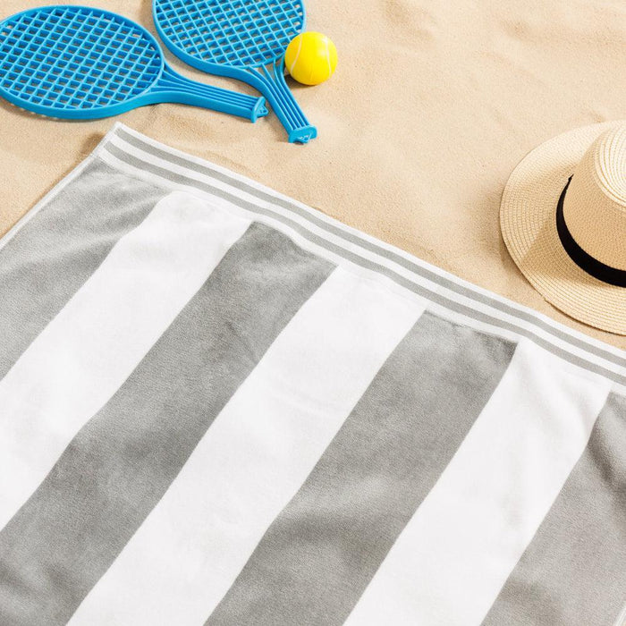 Cotton Bay Miami Cabana Beach Towel Light Grey-Beach Towels