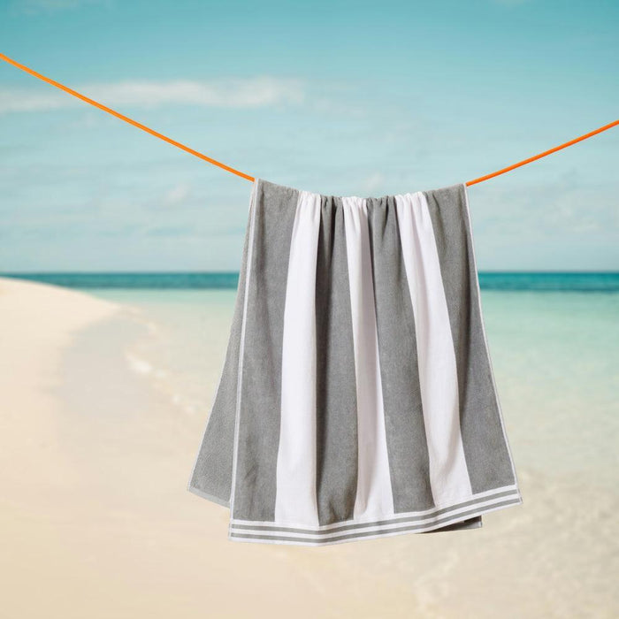 Cotton Bay Miami Cabana Beach Towel Light Grey-Beach Towels